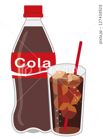 ソフトドリンク_コーラ（ペットボトルとグラス） 127438928