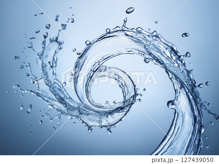 水の飛沫が渦を巻く　スパイラル 127439050