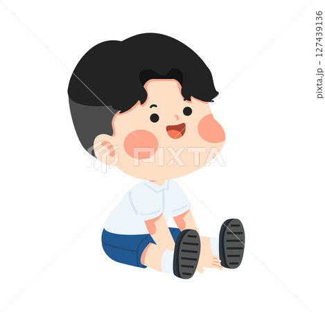 Cartoon Boy Sitting Down Cartoon Boy Sitting Down 127439136