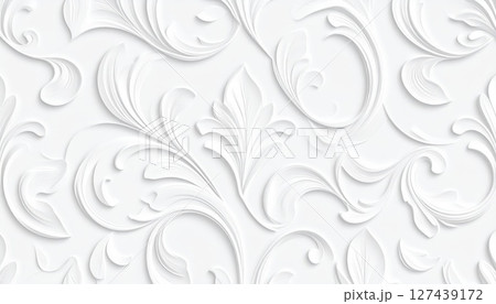 《AI画像》模様の入った白い壁紙 127439172
