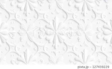 《AI画像》模様の入った白い壁紙 127439229