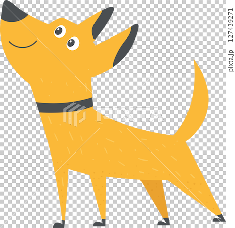 Happy cartoon dog looking up, illustration on a black background Happy cartoon dog looking up, illustration on a black background 127439271