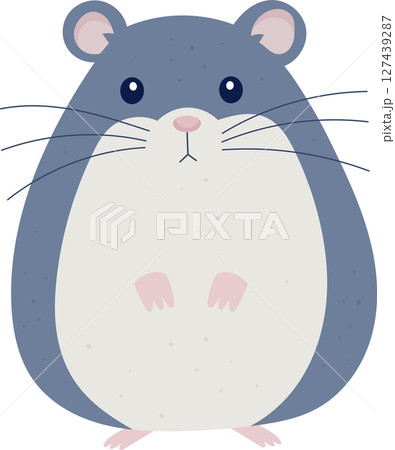 Chubby blue and white cartoon mouse with big eyes and small pink paws. Chubby blue and white cartoon mouse with big eyes and small pink paws. 127439287