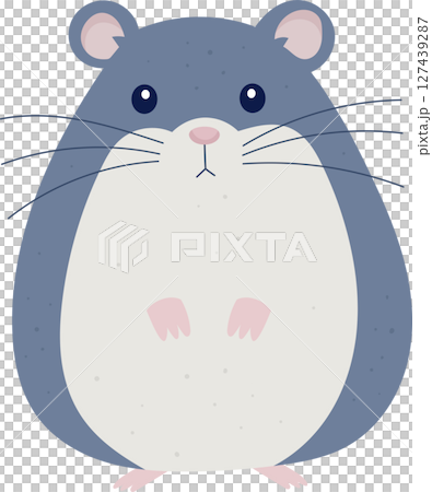 Chubby blue and white cartoon mouse with big eyes and small pink paws. Chubby blue and white cartoon mouse with big eyes and small pink paws. 127439287