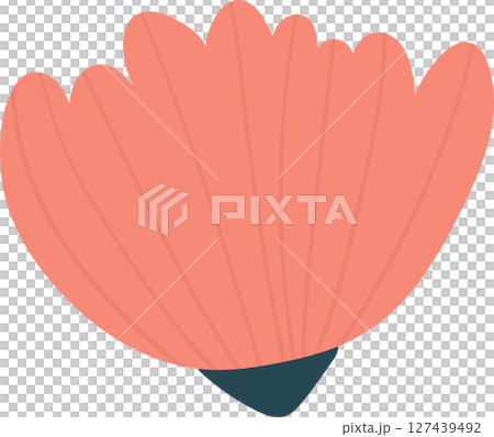 Stylized flower illustration with salmon petals and teal base on black backdrop. Stylized flower illustration with salmon petals and teal base on black backdrop. 127439492