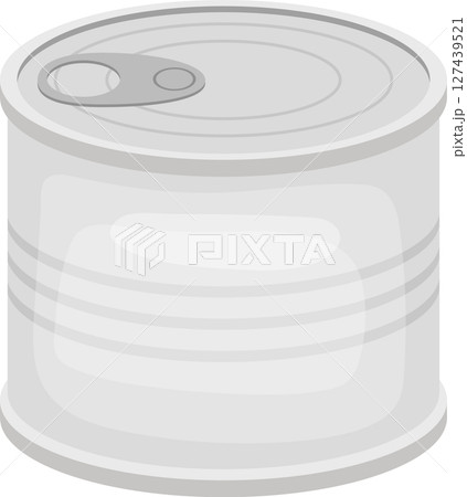 A sealed metal container with a pull tab, typically used for food preservation. A sealed metal container with a pull tab, typically used for food preservation. 127439521
