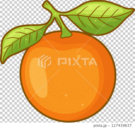 Cartoon orange with leaves, isolated on black, vibrant and juicy fruit Cartoon orange with leaves, isolated on black, vibrant and juicy fruit 127439637