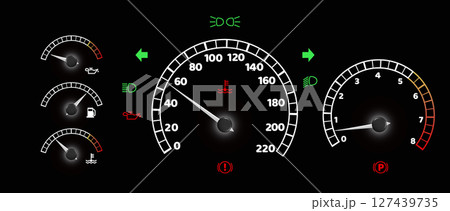 Car dashboard speedometer interface Car dashboard speedometer interface 127439735