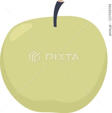 Illustration of a pale green fruit with a small stem on a black background. 127439768