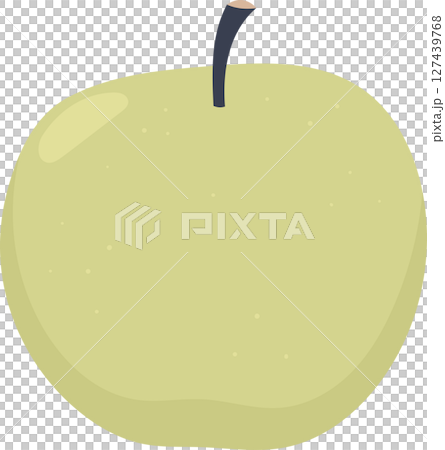 Illustration of a pale green fruit with a small stem on a black background. 127439768