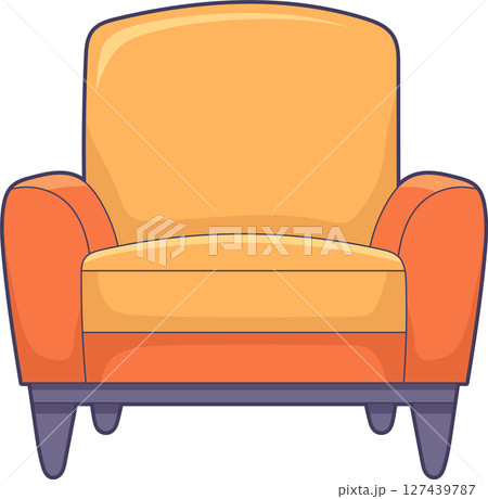 Comfortable and stylish orange and yellow armchair for relaxing at home 127439787
