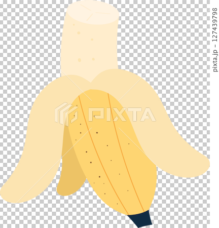 Illustration of a partially peeled banana, with a yellow fruit showing. 127439798
