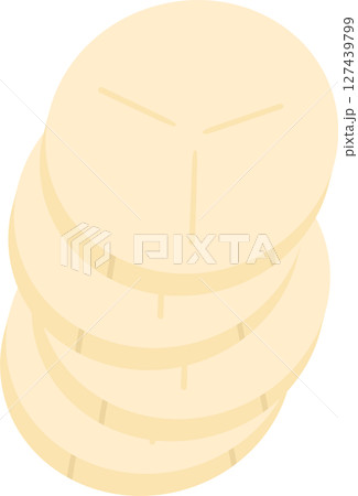 Stack of sliced bananas in a bright, playful style graphic illustration 127439799