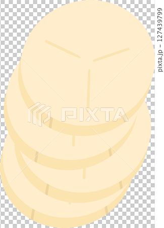 Stack of sliced bananas in a bright, playful style graphic illustration 127439799