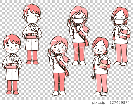 People working in hospitals (pharmacists, medical assistants, nutritionists) (simple) 127439874