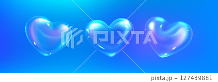Glossy 3d soap heart bubbles Glossy 3d soap heart bubbles 127439881