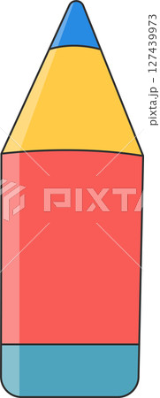 Colorful illustration of a crayon with a blue tip and red body. Colorful illustration of a crayon with a blue tip and red body. 127439973