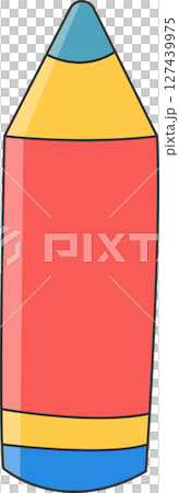 Stylized multicolored pencil icon, featuring a red body and blue tip. Stylized multicolored pencil icon, featuring a red body and blue tip. 127439975