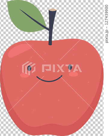 A red apple cartoon character with cute eyes and a smiley face illustration. A red apple cartoon character with cute eyes and a smiley face illustration. 127439980