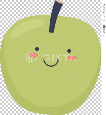Happy apple cartoon character illustration with a smiling face and blushing cheeks. 127439985