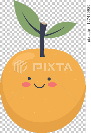 Cheerful fruit character with leaves, a delightful and vibrant illustration. 127439989