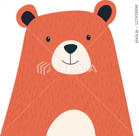 An illustration of a cute orange bear with a big head and small, kind eyes. 127439998