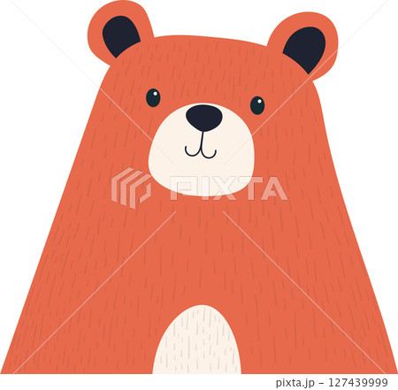 Cartoon bear with orange fur and a white belly on a black background. 127439999