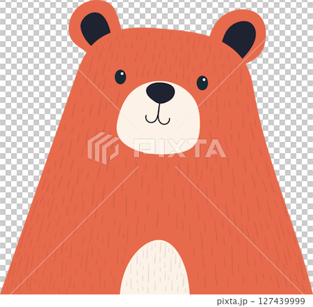 Cartoon bear with orange fur and a white belly on a black background. 127439999