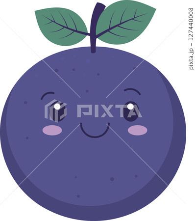 Happy Plum Character Illustration with Leaves Isolated on a black background Happy Plum Character Illustration with Leaves Isolated on a black background 127440008