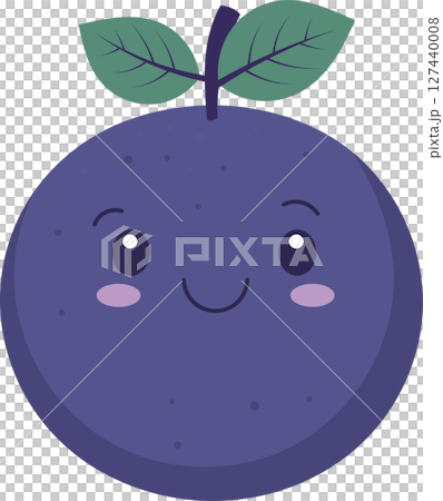 Happy Plum Character Illustration with Leaves Isolated on a black background Happy Plum Character Illustration with Leaves Isolated on a black background 127440008