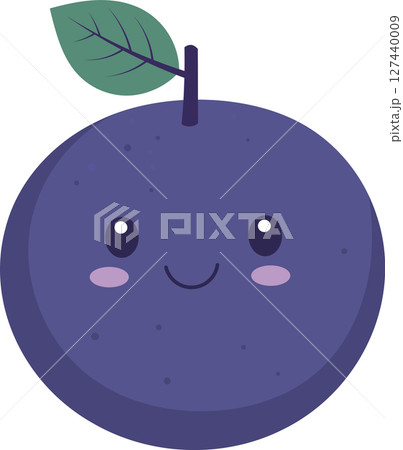 A whimsical cartoon plum character with a cheerful expression and bright colors. A whimsical cartoon plum character with a cheerful expression and bright colors. 127440009