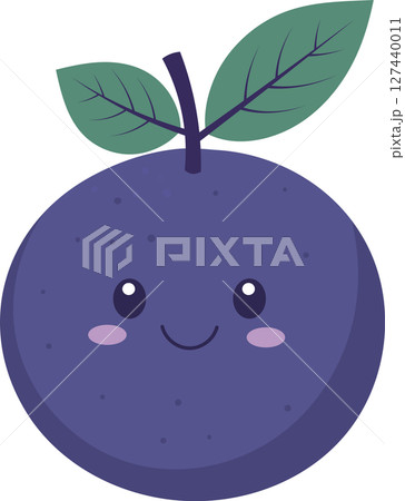 A cartoon illustration of a smiling plum with two green leaves on top. A cartoon illustration of a smiling plum with two green leaves on top. 127440011