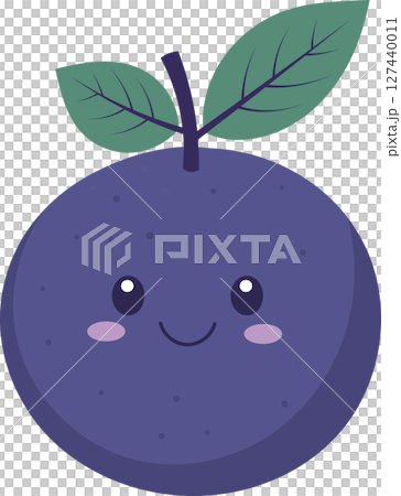 A cartoon illustration of a smiling plum with two green leaves on top. A cartoon illustration of a smiling plum with two green leaves on top. 127440011