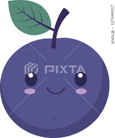 Cartoon fruit with a cheerful expression, complete with a leaf and stem. Cartoon fruit with a cheerful expression, complete with a leaf and stem. 127440017