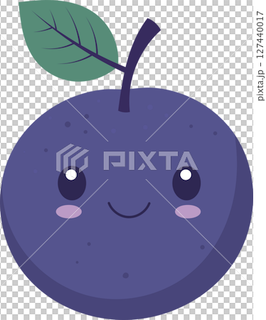 Cartoon fruit with a cheerful expression, complete with a leaf and stem. Cartoon fruit with a cheerful expression, complete with a leaf and stem. 127440017