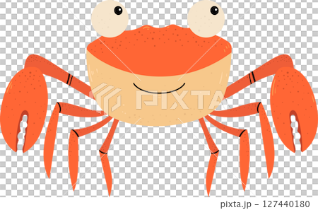 Cheerful Cartoon Crab with Googly Eyes and a Friendly Smile. Cheerful Cartoon Crab with Googly Eyes and a Friendly Smile. 127440180