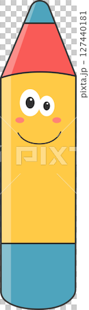 Cartoon pencil character with a cheerful smile, perfect for school concepts Cartoon pencil character with a cheerful smile, perfect for school concepts 127440181