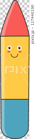 Cartoon eraser with a smiling face and red tip on a white background. Cartoon eraser with a smiling face and red tip on a white background. 127440190