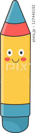 Cartoon pencil character with a happy expression, stationery, and school supply. Cartoon pencil character with a happy expression, stationery, and school supply. 127440192