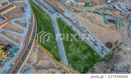 June 8 2025 View of Construction Site With Foundation and Excavation Patterns June 8 2025 View of Construction Site With Foundation and Excavation Patterns 127440608