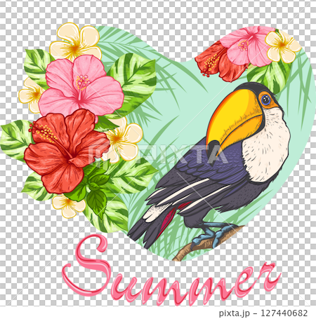 夏　背景　タイトル　チラシ　バナー　ベクター 127440682