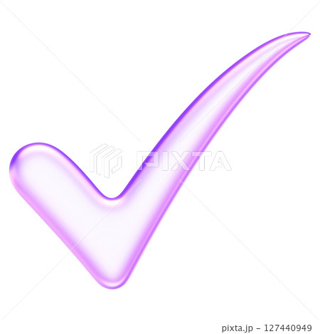 Checkmark icon in translucent glassmorphism design, representing confirmation, approval confirmation success symbol tick validation yes okay, 3d rendering 127440949