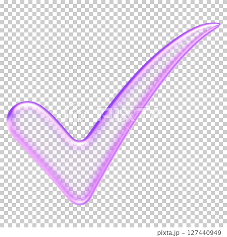 Checkmark icon in translucent glassmorphism design, representing confirmation, approval confirmation success symbol tick validation yes okay, 3d rendering 127440949