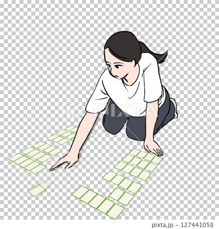 一名婦女在歌留多比賽中付帳的插畫素材 一名婦女在歌留多比賽中付帳的插畫素材 127441058