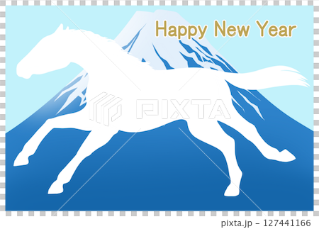 走る馬と富士山の背景 127441166