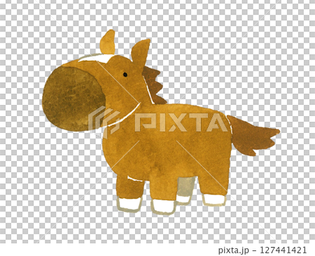 Cute horse (chestnut) Hand-drawn watercolor illustration of animals, Year of the Horse New Year's card material Cute horse (chestnut) Hand-drawn watercolor illustration of animals, Year of the Horse New Year's card material 127441421