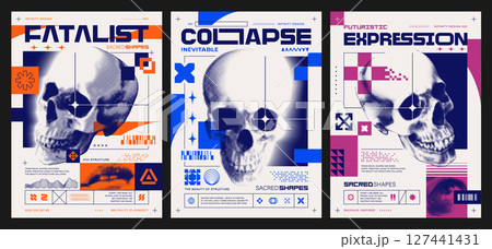Three Brutalist Poster Design Templates 127441431
