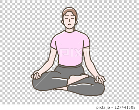 あぐらを組む女性 あぐらを組む女性 127441508