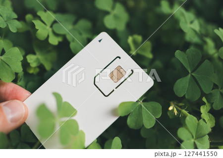 SIMカード台紙と雑草 SIMカード台紙と雑草 127441550