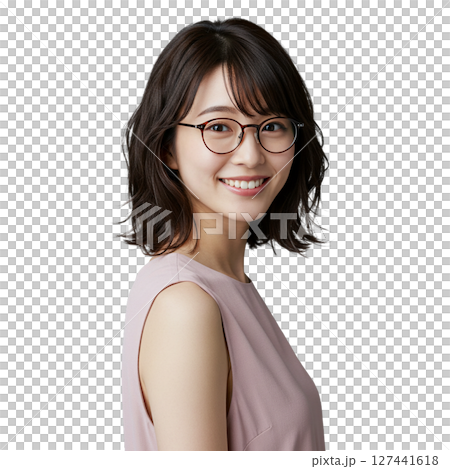 メガネをかけた女性 メガネをかけた女性 127441618